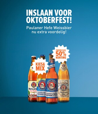 Oktoberfest: Inslaan voor oktoberfest! Paulaner Hefe Weissbier nu extra voordelig!
